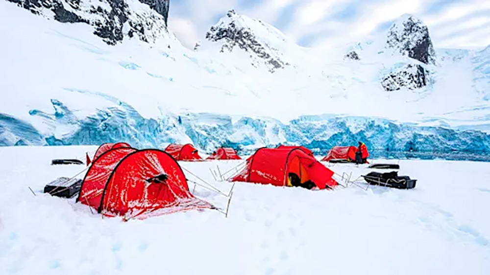 Camp under an Antarctic sky