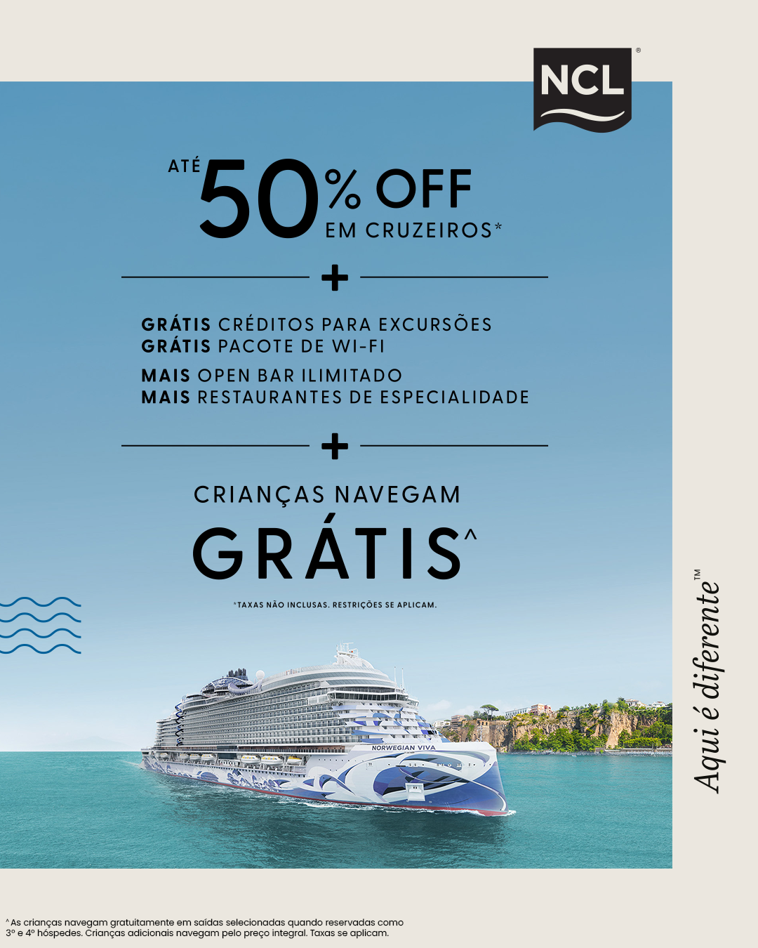 50% OFF em todos os cruzeiros